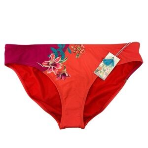 JOHNNY WAS NWT floral red lucy hipster bikini swimsuit bottoms 2X